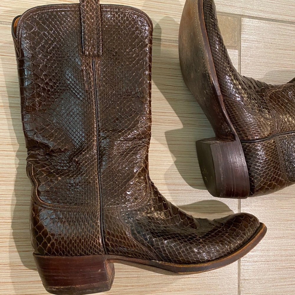 LUCCHESE ⭐ SAN ANTONIO ⭐ BROWN RARE EXOTIC SKIN BOOTS Vintage - Picture 6 of 11